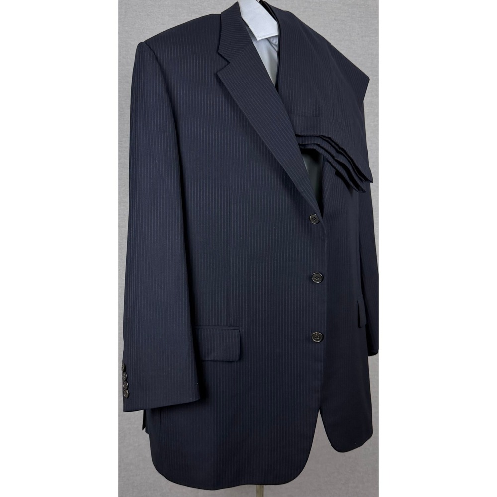 Corneliani Mens Navy Pinstripe Extra Fine Virgin Wool 2 Piece Suit 50R 41x30